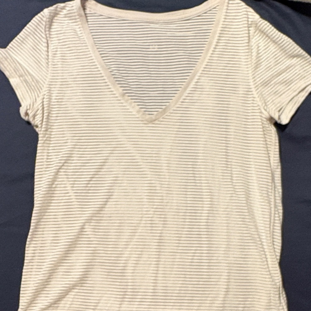 Lululemon Striped V-Neck Cream Top